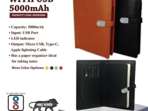 Diary with Power Bank and Pen Drive