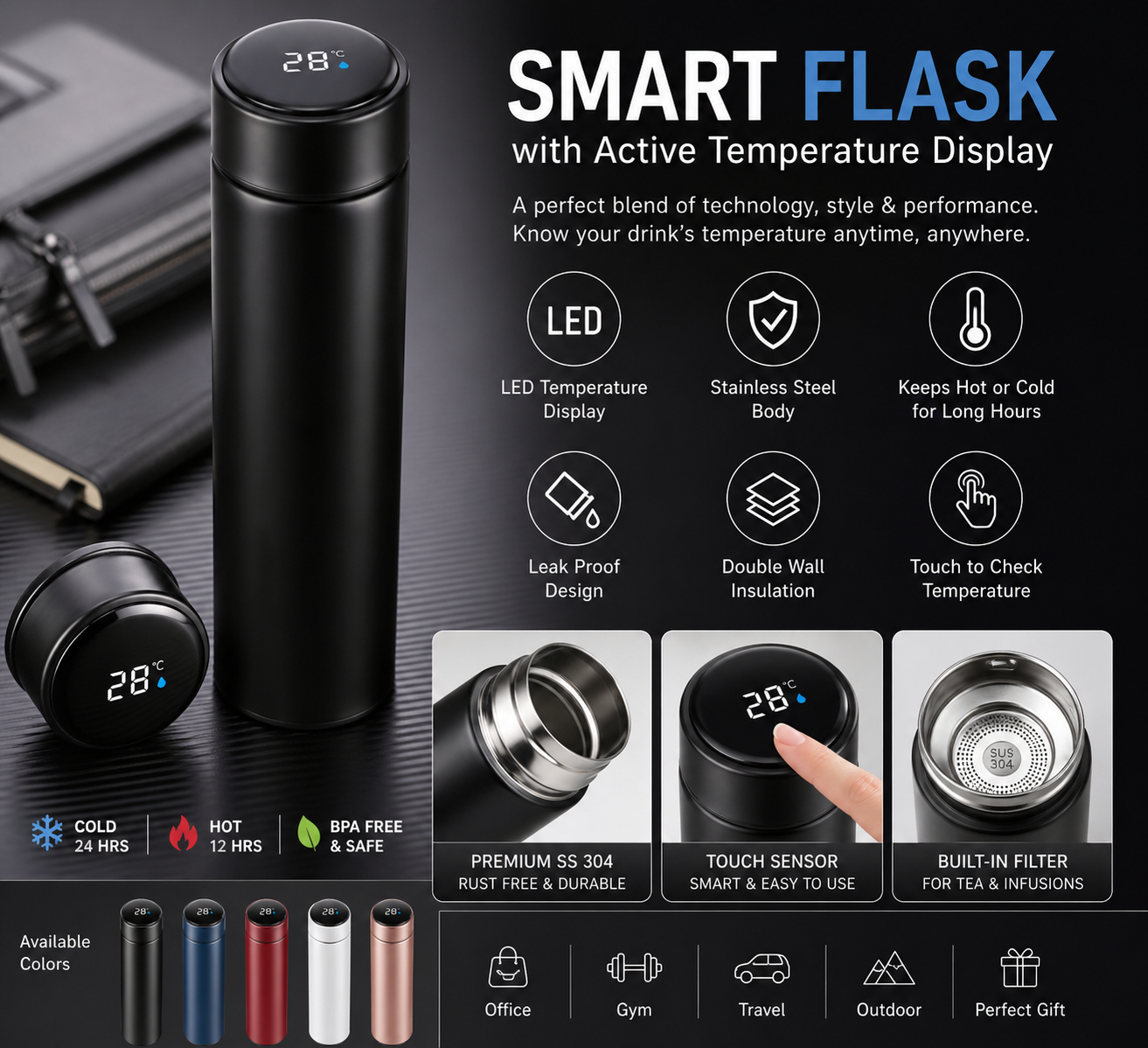 Smart Flask with Temperature Display