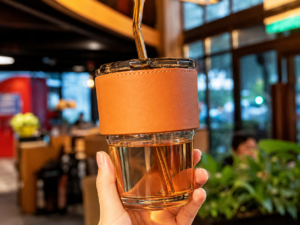 Glass Tumbler with Straw